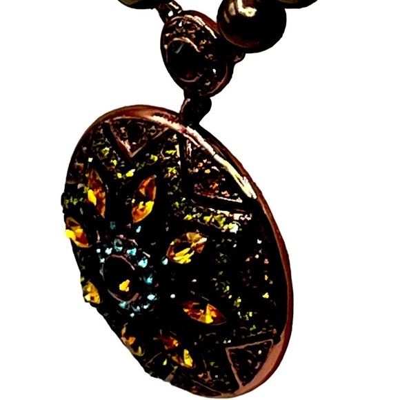 Elegant Beaded Necklace With Colorful Mandala Pendant.  B25 - Picture 6 of 8